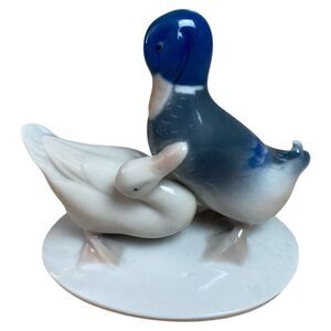 Vintage Metzler & Ortloff Germany Mallard Duck Pair Porcelain Figurine 5"